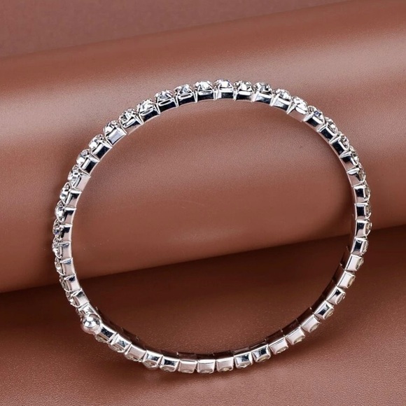 Rhinestone Cuff Bangle Bracelet - Picture 3 of 6